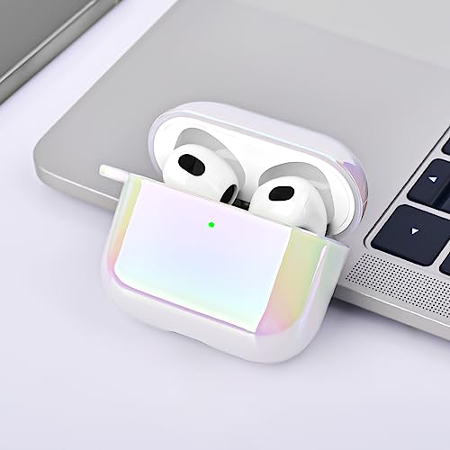 VISOOM for Apple Airpods 3 Cases - Hard AirPods 3rd Generation Case Cover Women, Lasher PC Protective Airpods Case 3rd Gen with Keychain for iPods 3rd Wireless Charging Case, Colorful iPods 3 Cover