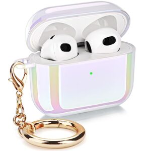 visoom for apple airpods 3 cases - hard airpods 3rd generation case cover women, lasher pc protective airpods case 3rd gen with keychain for ipods 3rd wireless charging case, colorful ipods 3 cover