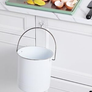 Metal Compost Bin for Kitchen, Compost Pail Indoor Kitchen Sealed with Lid, Countertop Composter Food Scarp Container, White, 1.4 Gallon