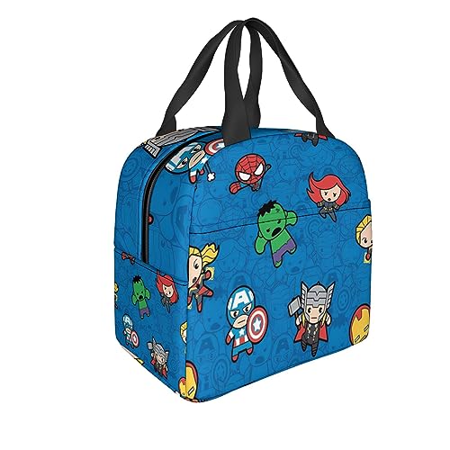 Jxcbnzu Cartoon Lunch Box, Reusable Insulated Lunch Tote for Men And Women, Leak Proof Insulated Lunch Box, Food Tote, Large Capacity, Suitable for Travel Work, School Picnic