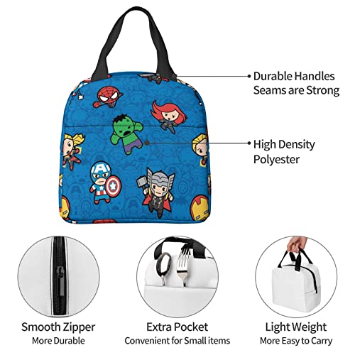 Jxcbnzu Cartoon Lunch Box, Reusable Insulated Lunch Tote for Men And Women, Leak Proof Insulated Lunch Box, Food Tote, Large Capacity, Suitable for Travel Work, School Picnic