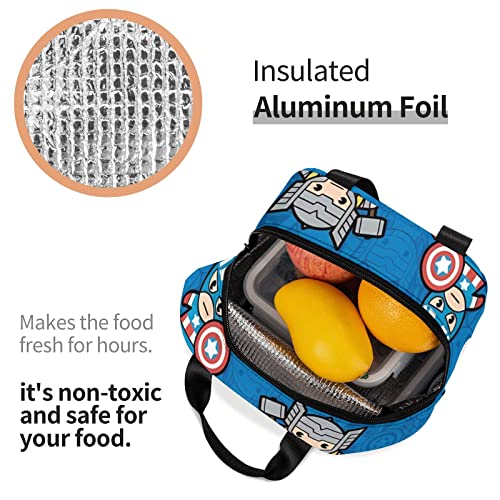 Jxcbnzu Cartoon Lunch Box, Reusable Insulated Lunch Tote for Men And Women, Leak Proof Insulated Lunch Box, Food Tote, Large Capacity, Suitable for Travel Work, School Picnic