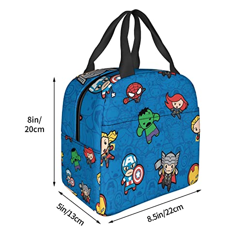 Jxcbnzu Cartoon Lunch Box, Reusable Insulated Lunch Tote for Men And Women, Leak Proof Insulated Lunch Box, Food Tote, Large Capacity, Suitable for Travel Work, School Picnic