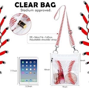 Sanwuta Baseball Clear Stadium Approved Crossbody Purse Bag with Adjustable Shoulder Strap Transparent Purse Handbags for Women Men Concerts Sporting Events Festivals Prom Party Present