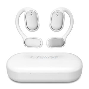 Open Ear Headphones Wireless Bluetooth Earbuds, Air Conduction Earbuds with Built-in Mic,Up to 30 Hours Playtime with Digital Display Charging Case,Waterproof Earphones for Android & iPhone - White