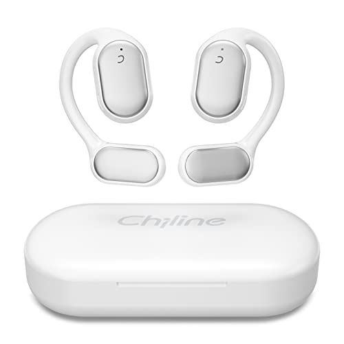 Open Ear Headphones Wireless Bluetooth Earbuds, Air Conduction Earbuds with Built-in Mic,Up to 30 Hours Playtime with Digital Display Charging Case,Waterproof Earphones for Android & iPhone - White