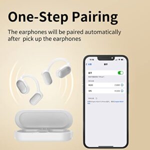 Open Ear Headphones Wireless Bluetooth Earbuds, Air Conduction Earbuds with Built-in Mic,Up to 30 Hours Playtime with Digital Display Charging Case,Waterproof Earphones for Android & iPhone - White