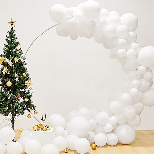 XIXIGOU 110 Pcs White Balloon Garland Arch Kit, White Balloons Different Sizes 18/12/10/5 Inch Matte White Latex Balloons for Baby Shower/Birthday Party/Graduation/Wedding Party Decoration