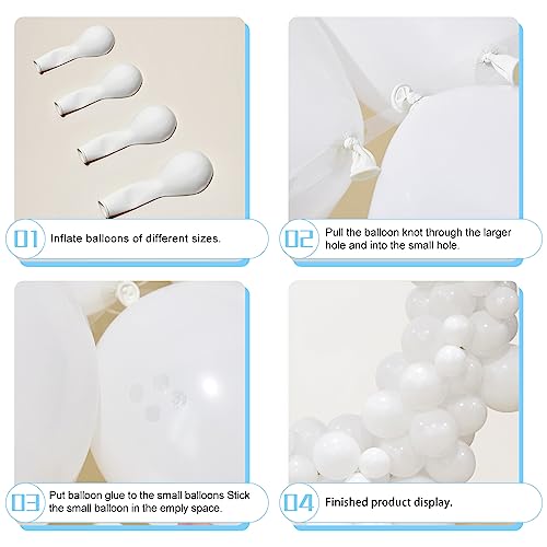 XIXIGOU 110 Pcs White Balloon Garland Arch Kit, White Balloons Different Sizes 18/12/10/5 Inch Matte White Latex Balloons for Baby Shower/Birthday Party/Graduation/Wedding Party Decoration