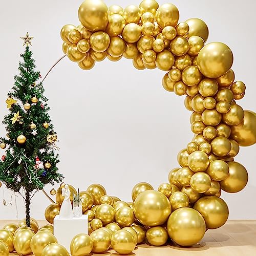 XIXIGOU 110 Pcs Gold Balloons Different Sizes 18/12/10/5 Inch Metallic Gold Balloon Garland Arch Kit, Gold Latex Balloons for Baby Shower/Birthday Party/Wedding Party/Graduation Party Decoration