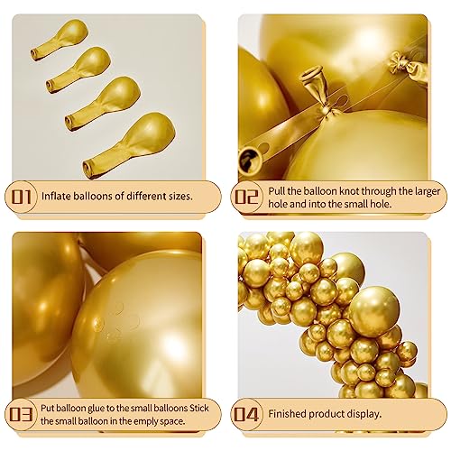 XIXIGOU 110 Pcs Gold Balloons Different Sizes 18/12/10/5 Inch Metallic Gold Balloon Garland Arch Kit, Gold Latex Balloons for Baby Shower/Birthday Party/Wedding Party/Graduation Party Decoration