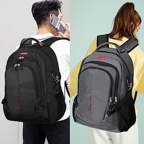 Sowaovut Travel Laptop Backpack Anti-Theft Bag with Password Lock Backpacks Fit 15.6 Inch Laptops for Men Women (Grey, 15.6 inch)