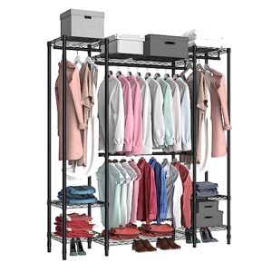 serxis garment rack heavy duty clothes rack for hanging clothes,metal garment rack,freestanding clothing rack,adjustable custom closet rack,54" l x 13.8" w x 75.8" h, max load 750lbs,black
