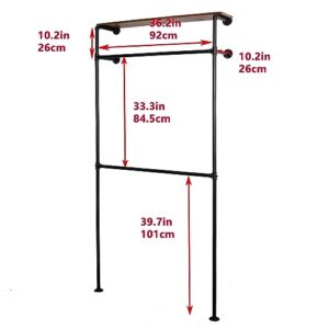 LANJIN Industrial Pipe Clothing Rack,Clothes Rack for Wardrobe, Bedroom and As Walk-in Closet System.Sturdy Clothing Racks for Hanging Clothes,Wall Mounted Heavy Duty Clothes Rack,Black A