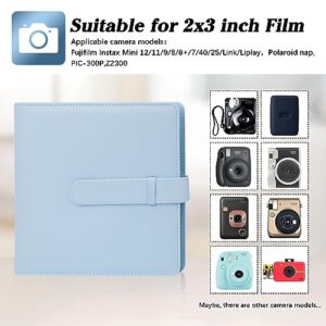 360 Pockets Photo Album for Fujifilm Instax Mini 12 11 9 8+ 8 90 40 EVO LiPlay Instant Camera, For Polaroid Snap/PIC-300/Z2300/ SocialMatic Instant Cameras & Zip Instant Printer (Pastel Blue)