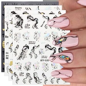 jmeowio 9 sheets daisy flower line nail art stickers decals self-adhesive pegatinas uñas spring summer floral nail supplies nail art design decoration accessories