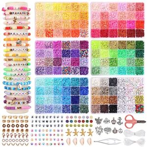 quefe 10560pcs 132 colors clay beads kit for jewelry making, polymer clay beads with charms for bracelet making and gifts, craft set for girls 8-12