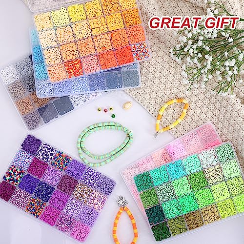 QUEFE 10560pcs 132 Colors Clay Beads Kit for Jewelry Making, Polymer Clay Beads with Charms for Bracelet Making and Gifts, Craft Set for Girls 8-12