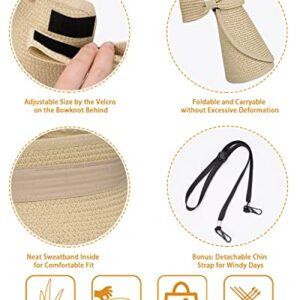 MAYLISACC Sun Visors Hats for Women Wide Brim Straw Sun UV Protection Beach Hats Foldable Floppy Hats for Women Travel