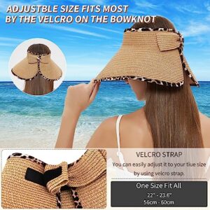 MAYLISACC Sun Visors Hats for Women Wide Brim Straw Sun UV Protection Beach Hats Foldable Floppy Hats for Women Travel