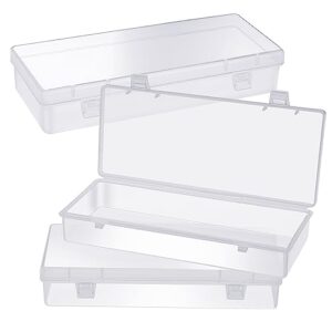 wllhyf 3pack small plastic storage containers with hinged lids, rectangle clear plastic storage containers box for beads jewelry and crafts items (6.1 x 2.56 x 1.18 inch)