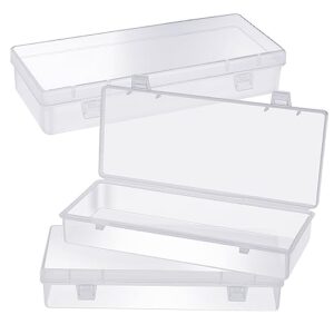 WLLHYF 3Pack Small Plastic Storage Containers with Hinged Lids, Rectangle Clear Plastic Storage Containers Box for Beads Jewelry and Crafts Items (6.1 x 2.56 x 1.18 Inch)