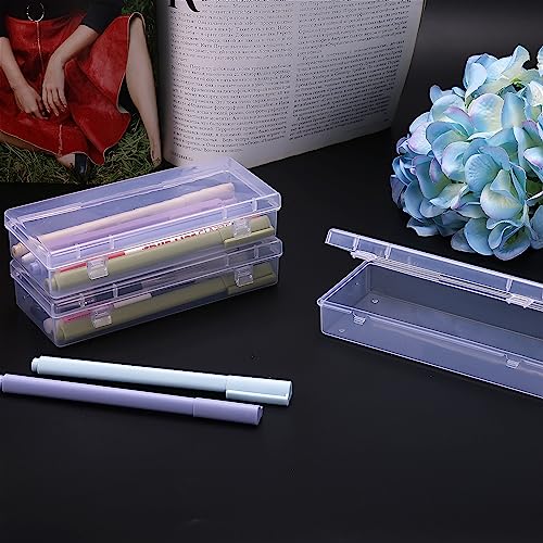 WLLHYF 3Pack Small Plastic Storage Containers with Hinged Lids, Rectangle Clear Plastic Storage Containers Box for Beads Jewelry and Crafts Items (6.1 x 2.56 x 1.18 Inch)