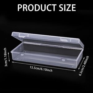 WLLHYF 3Pack Small Plastic Storage Containers with Hinged Lids, Rectangle Clear Plastic Storage Containers Box for Beads Jewelry and Crafts Items (6.1 x 2.56 x 1.18 Inch)