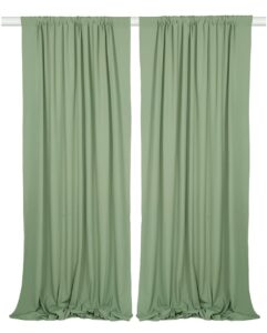 sherway 2 panels 4.8 feet x 10 feet sage green photography backdrop drapes, thick polyester window curtain for wedding party ceremony stage decoration