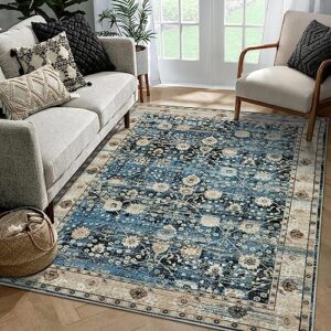 nailttos boho 5x7 area rugs, washable non-slip distressed oriental living room rug, low-pile dining room rug farmhouse carpet for bedroom dorm office home decor