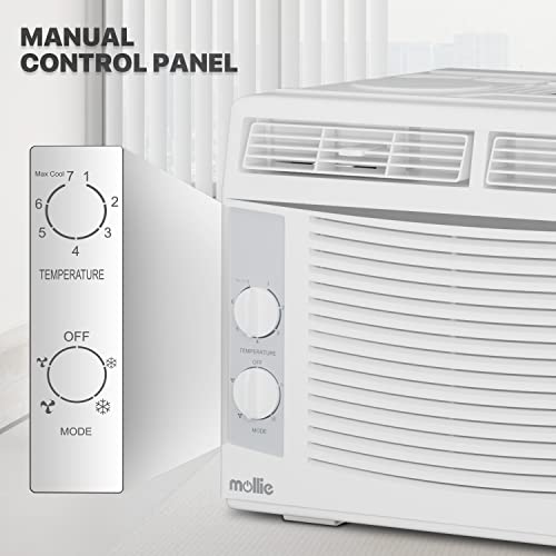 mollie 5,000 BTU Window Air Conditioner with Mechanical Controls and easy-to-Clean Washable Filter, Cool up to 150 Sq. Ft. For Bedrooms Guest Rooms