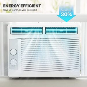 mollie 5,000 BTU Window Air Conditioner with Mechanical Controls and easy-to-Clean Washable Filter, Cool up to 150 Sq. Ft. For Bedrooms Guest Rooms