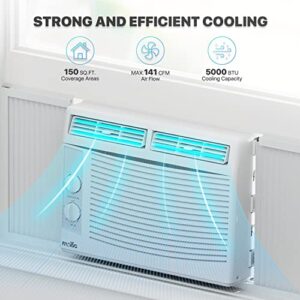 mollie 5,000 BTU Window Air Conditioner with Mechanical Controls and easy-to-Clean Washable Filter, Cool up to 150 Sq. Ft. For Bedrooms Guest Rooms