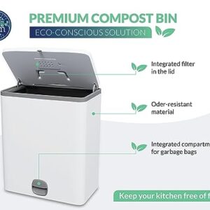 SALQAM Compost Bin for Kitchen - Lightweight & Stable Indoor Compost Bin - 10 L /2.4 Gallon Capacity - Removable Inner Bucket Kitchen Compost Bucket