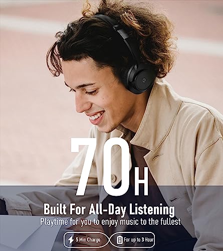 Headphones Wireless Bluetooth 70 Hours Playtime Bluetooth Headphones with Microphone,3EQ Modes,Over-Ear Headphones HiFi Stereo Foldable Lightweight,Deep Bass for Home Traver Work PC/Callphones