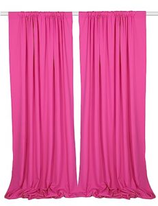 sherway 2 panels 4.8 feet x 10 feet silky soft fuchsia backdrop drapes, polyester window curtains for wedding party ceremony stage décor (10% transparency)