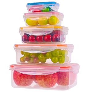 10 pcs food storage containers-stackable kitchen bowls sets-bpa free leak proof plastic food storage containers with lids airtight-microwave freezer safe lunch boxes ,5 meal prep containers & 5 lids