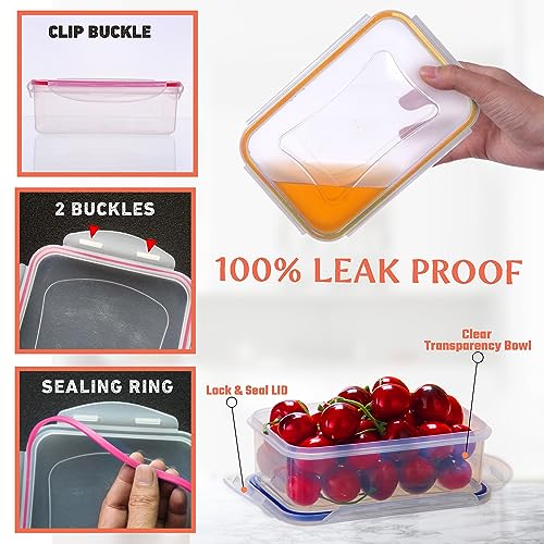 10 Pcs Food Storage Containers-Stackable Kitchen Bowls sets-BPA Free Leak Proof Plastic Food Storage Containers with Lids Airtight-Microwave Freezer Safe Lunch Boxes ,5 Meal Prep Containers & 5 Lids