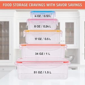 10 Pcs Food Storage Containers-Stackable Kitchen Bowls sets-BPA Free Leak Proof Plastic Food Storage Containers with Lids Airtight-Microwave Freezer Safe Lunch Boxes ,5 Meal Prep Containers & 5 Lids