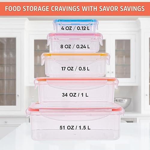 10 Pcs Food Storage Containers-Stackable Kitchen Bowls sets-BPA Free Leak Proof Plastic Food Storage Containers with Lids Airtight-Microwave Freezer Safe Lunch Boxes ,5 Meal Prep Containers & 5 Lids