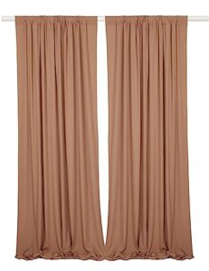 sherway 2 panels 4.8 feet x 10 feet silky soft cappuccino backdrop drapes, mocha polyester window curtains for wedding party ceremony stage décor (10% transparency)
