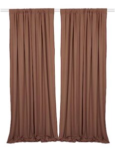 sherway 2 panels 4.8 feet x 10 feet silky soft chocolate brown backdrop drapes, polyester window curtains for wedding party ceremony stage décor (10% transparency)