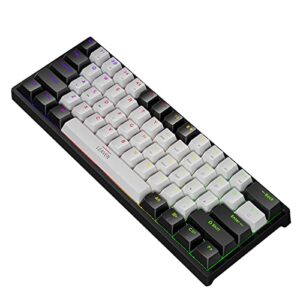 60% wireless mechanical keyboard 61 keys mini gaming keyboard with blue switches for computer portable light up keyboard desk gaming accessories cool stuff gifts for teenage boys men women (white)
