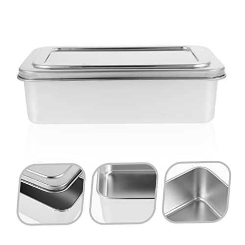 OKUMEYR Box Covered Baking Tray Cake Plate with Lid Cake Baking Pans Bread Oven Bread Baking Tray Oven Pan with Lid Baking Tray for Kitchen Silver Duck Neck With Cover Stainless Steel