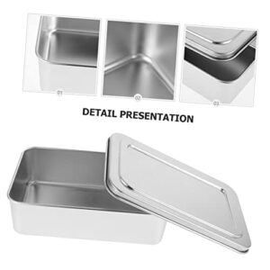 OKUMEYR Box Covered Baking Tray Cake Plate with Lid Cake Baking Pans Bread Oven Bread Baking Tray Oven Pan with Lid Baking Tray for Kitchen Silver Duck Neck With Cover Stainless Steel