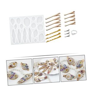 COHEALI 1 Set Crystal Hair Clips Stencils for Crafts Resin Tray Molds Resin Hair Clip Mold Hairpin Casting Molds Hairpin Mold Pendant Epoxy Resin Jewelry Irregular Silica Gel