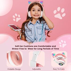 DVUIYYL Kids Headphones for School, Wireless Headphones for Kids and Adults, Kids Bluetooth Headphones with Microphone, Cat Ear Headphones for Girls and Boys