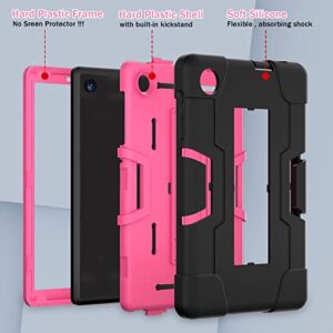 TCL Tab 8 LE Case for Kids 9137W,YLDZSH for TCL Tab 8 WiFi Tablet Case 9132X Soft Silicone Hard Back Hybrid Case for TCL Tab 8 Tablet (Black+Rose red)