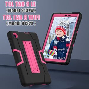 TCL Tab 8 LE Case for Kids 9137W,YLDZSH for TCL Tab 8 WiFi Tablet Case 9132X Soft Silicone Hard Back Hybrid Case for TCL Tab 8 Tablet (Black+Rose red)