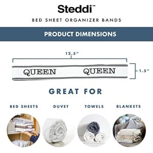 Steddi Bed Sheet Organizer Bands, Bed Sheet Storage Label Bands, Sheet Organizer Bands, Sheet Labels for Bedding, Sheet Organizers and Storage for Bed Sheets, Pillow Case, Duvet (Queen)